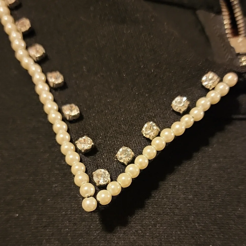 Kate Spade Fit & Flare Ponte Dress Rhinestone And Pearl Collar Embellishments